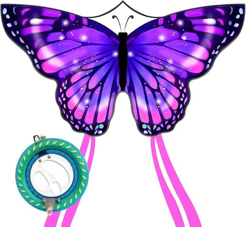 Large Butterfly Kites for Kids and Adults, Easy to Fly and Assemble for Beginners and Toddlers, Comes with 300ft Kite String Handle, Single Line Beach Kite. in Kuwait