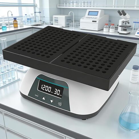 VM-500-2P Microplate Oscillator, Laboratory Micro Plate Shaker with 2 Plate, Adjustable Speed 100-1200rpm, Horizontal Gyration Amplitude 4mm, for 96-Well Plate, ELISA Plate, Tissue Culture Plate in Kuwait