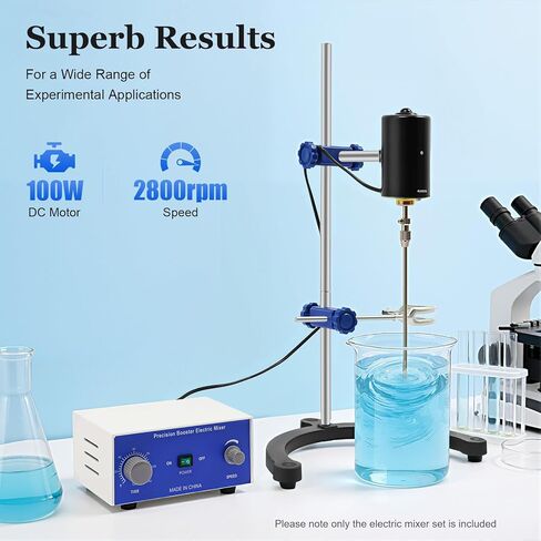 محرك كهربائي علوي، 100 وات 2800 دورة في الدقيقة، محرك كهربائي، سرعة قابلة للتعديل وحجم 2.64 جالون، خلاط محرك علوي للاستخدام المختبري والصناعي in Kuwait