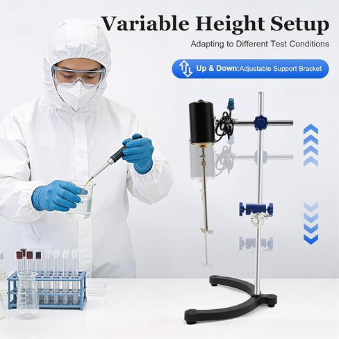 محرك كهربائي علوي، 100 وات 2800 دورة في الدقيقة، محرك كهربائي، سرعة قابلة للتعديل وحجم 2.64 جالون، خلاط محرك علوي للاستخدام المختبري والصناعي in Kuwait