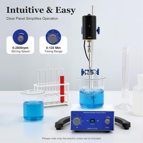 محرك كهربائي علوي، 100 وات 2800 دورة في الدقيقة، محرك كهربائي، سرعة قابلة للتعديل وحجم 2.64 جالون، خلاط محرك علوي للاستخدام المختبري والصناعي in Kuwait