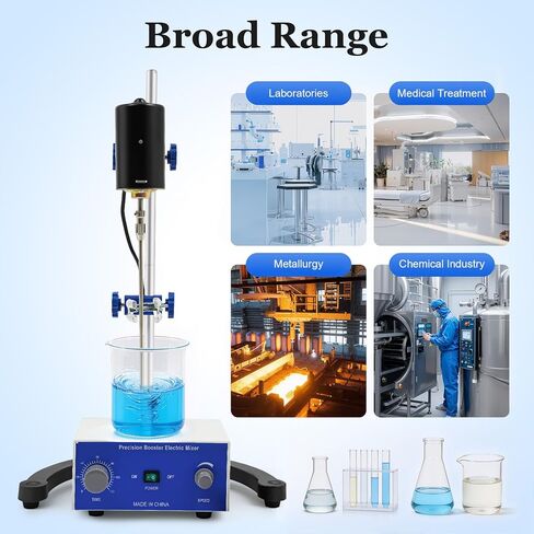 محرك كهربائي علوي، 100 وات 2800 دورة في الدقيقة، محرك كهربائي، سرعة قابلة للتعديل وحجم 2.64 جالون، خلاط محرك علوي للاستخدام المختبري والصناعي in Kuwait