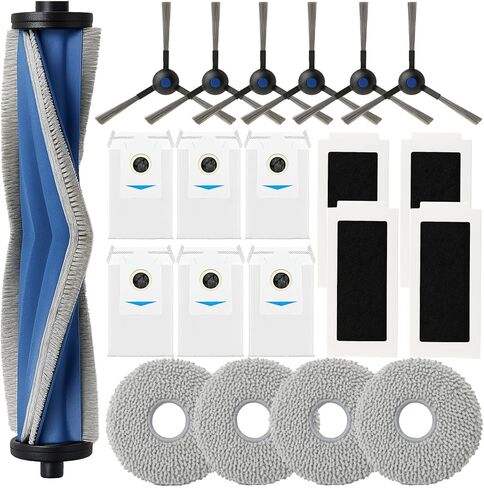 Replacement Parts Accessories Kit Compatible with ECOVACS DEEBOT T30S/ T30S Pro Robot Vacuum Cleaner 1 Roller Brush,6 Side Brushes,4 Hepa Filters,4 Mop Pad,6 Dust Bags in Saudi Arabia