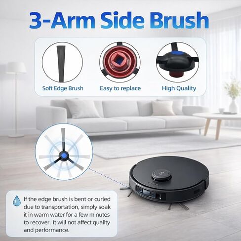 Replacement Parts Accessories Kit Compatible with ECOVACS DEEBOT T30S/ T30S Pro Robot Vacuum Cleaner 1 Roller Brush,6 Side Brushes,4 Hepa Filters,4 Mop Pad,6 Dust Bags in Saudi Arabia