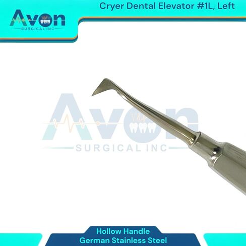 مجموعة مكونة من قطعتين من مصعد الفم للأسنان، مصعد كراير #1 لتر ومصعد كراير #1R (يسار ويمين) بأطراف ذهبية اللون - مقبض مجوف - أدوات طب الأسنان الآمنة في الأوتوكلاف - فولاذ ألماني in Kuwait