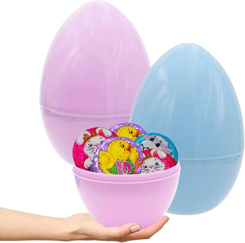 The Dreidel Company Massive Pastel Fillable Easter Eggs Colorful Bright Plastic Easter Eggs, Perfect For Easter Egg Hunt, Surprise Egg, Easter Hunt, 8" Giant Fillable Eggs (4-Pack) in Saudi Arabia