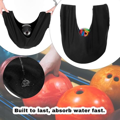 Bowling Ball Polisher Bag, Microfiber Bowling Seesaw Bag for Bowlers Washable Carrier Ball Cleaner Holder Bags Large Bowlings Shammy Seesaw, Black in Saudi Arabia