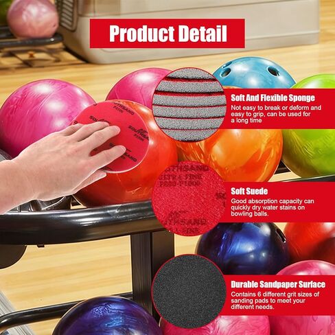 10Pcs Bowling Surface Pads, Bowling Sanding Pads, Bowling-Accessories for Resurfacing Polishing Kit, Grit 120/180/400/500-600/800-1000/1200-1500/2000/2500/3000 for Different Texture in Saudi Arabia