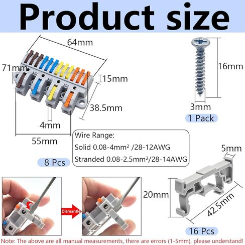 طقم كتلة طرفية للرافعة 4 في 12 مخرج، مدخل رباعي إلى اثني عشر وصلة إخراج، موصل موصل قابل للتركيب على قضيب DIN وسكة لولبية، لسلك 28-12AWG، 8 عبوات مع تركيبات in Kuwait