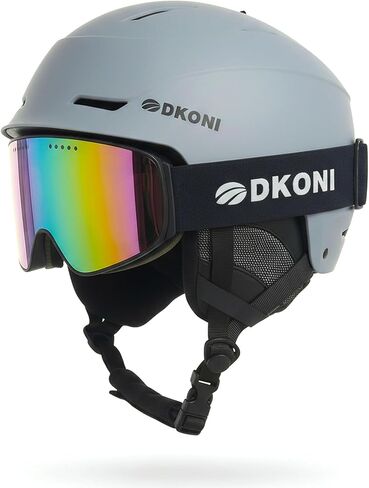 خوذة تزلج مع نظارات واقية، خوذة على الجليد للرجال والنساء، نظام تهوية قابل للتعديل على ثلاث مراحل، ملاءمة قابلة للتعديل، هيكل متين من البولي كربونات، رغوة EPS الواقية، خوذة رياضية ثلجية للبالغين والشباب in Kuwait