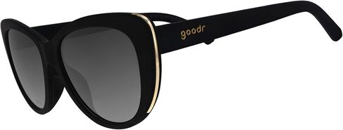 goodr It's Noir, Darling Polarized Sunglasses, Medium Sized (Glam G), Black Solid Frames with Black Gradient Lenses, Light Gold Accents, UV400 Protection, No Slip, No Bounce in Saudi Arabia