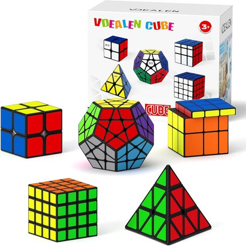 Vdealen Speed Cube Set, Magic Cube Bundle of 2x2 3x3 4x4 Pyramid Skewb Ivy Dino Windmill Puzzle Cube Pack, Christmas Birthday Party Toy Gifts for Kids Teens Adults (8 Pack) in Kuwait