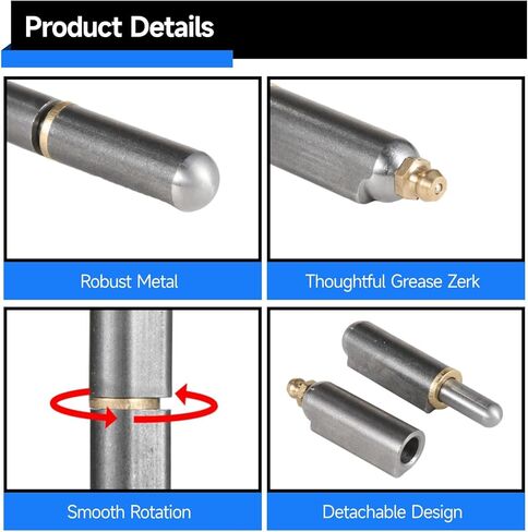 10 Pcs Weld On Hinges, 3-1/2 in, Greasable Hinge with Grease Zerk for Gates, BBQ, Trailers, Metal Welding in Kuwait