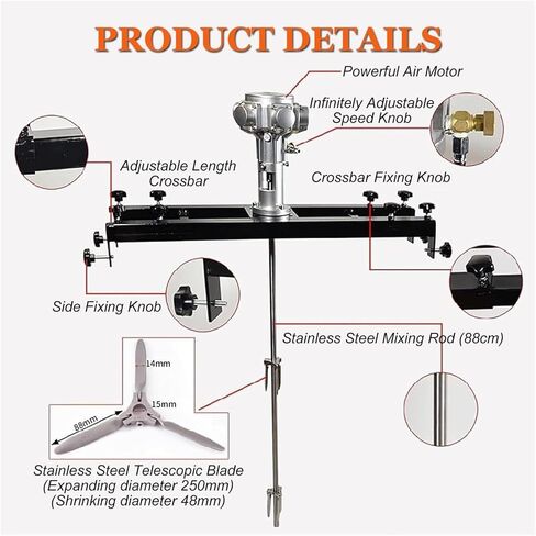 Paint Stirring Machine Bracket, Stirring Pneumatic Industrial Shaker, Adjustable Size, for Slightly Viscous Solution,3 Cylinder,Cylinder in Kuwait