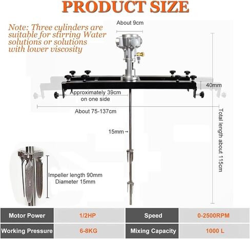 Paint Stirring Machine Bracket, Stirring Pneumatic Industrial Shaker, Adjustable Size, for Slightly Viscous Solution,3 Cylinder,Cylinder in Kuwait