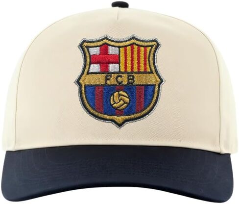 قبعة كرة القدم Icon Sports 2026 FC Barcelona مرخصة رسميًا - لون كريمي مع شعار ملون in Saudi Arabia