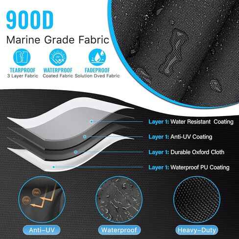 قطعة قماش بديلة على شكل حرف T لقارب وحدة التحكم المركزية، قطعة قماش مقاومة للماء على شكل حرف T، أكسفورد عالي التحمل 900D مع رباط ومنظم، أسود (82 بوصة × 58 بوصة) in Kuwait