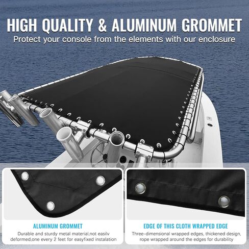 قطعة قماش بديلة على شكل حرف T لقارب وحدة التحكم المركزية، قطعة قماش مقاومة للماء على شكل حرف T، أكسفورد عالي التحمل 900D مع رباط ومنظم، أسود (82 بوصة × 58 بوصة) in Kuwait