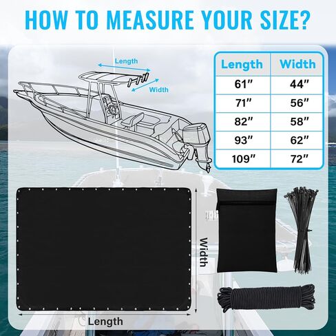 قطعة قماش بديلة على شكل حرف T لقارب وحدة التحكم المركزية، قطعة قماش مقاومة للماء على شكل حرف T، أكسفورد عالي التحمل 900D مع رباط ومنظم، أسود (82 بوصة × 58 بوصة) in Kuwait