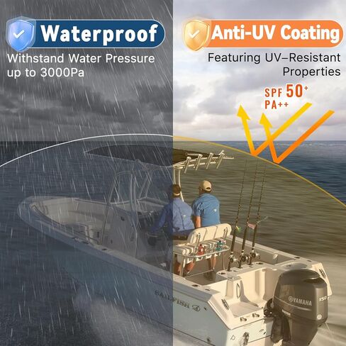 قطعة قماش بديلة على شكل حرف T لقارب وحدة التحكم المركزية، قطعة قماش مقاومة للماء على شكل حرف T، أكسفورد عالي التحمل 900D مع رباط ومنظم، أسود (82 بوصة × 58 بوصة) in Kuwait