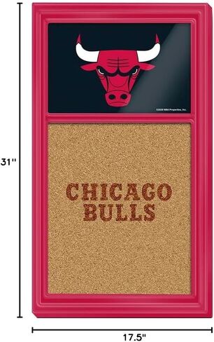 The Fan-Brand NBA Chicago Bulls: Dual Logo- Cork Note Board- Sports Decor for Home, Game Room, Fan Cave & Garage - USA Made in Saudi Arabia