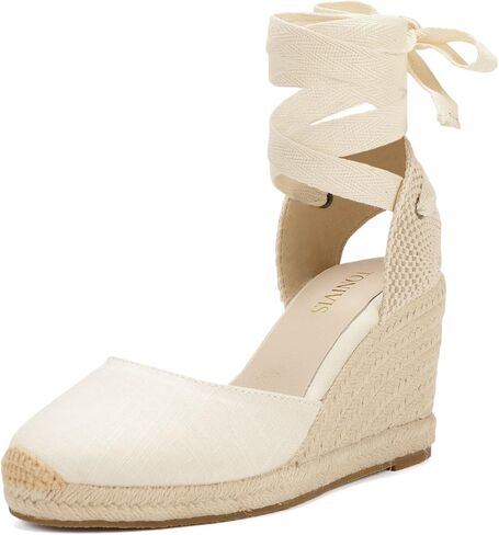 Women's Espadrille Wedge Sandals Closed Toe Lace-Up Shoes in Saudi Arabia