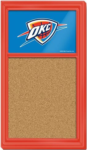 The Fan-Brand NBA Oklahoma City Thunder: Cork Note Board- Sports Decor for Home, Game Room, Fan Cave & Garage - USA Made in Saudi Arabia