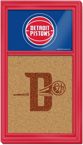 The Fan-Brand NBA Detroit Pistons: شعار مزدوج - لوحة ملاحظات من الفلين - ديكور رياضي للمنزل وغرفة الألعاب وكهف المعجبين والمرآب - صناعة أمريكية in Saudi Arabia