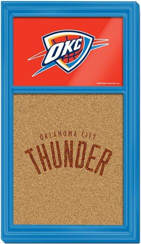 The Fan-Brand NBA Oklahoma City Thunder: Dual Logo - Cork Note Board- Sports Decor for Home, Game Room, Fan Cave & Garage - USA Made in Saudi Arabia