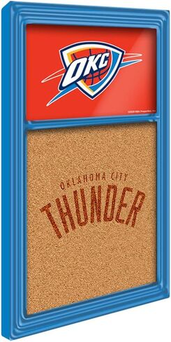 The Fan-Brand NBA Oklahoma City Thunder: Dual Logo - Cork Note Board- Sports Decor for Home, Game Room, Fan Cave & Garage - USA Made in Saudi Arabia