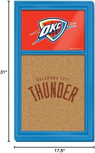 The Fan-Brand NBA Oklahoma City Thunder: Dual Logo - Cork Note Board- Sports Decor for Home, Game Room, Fan Cave & Garage - USA Made in Saudi Arabia