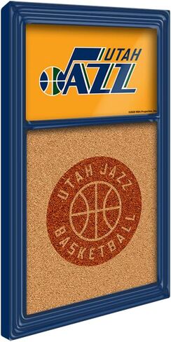 The Fan-Brand NBA Utah Jazz: Dual Logo 2 - Cork Note Board- Sports Decor for Home, Game Room, Fan Cave & Garage - USA Made in Saudi Arabia
