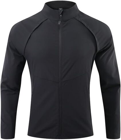 YOUTHUP Men's Lightweight Running Jacket Breathable Quick Dry Full Zip Athletic Track Jacket for Casual Workouts with Pockets in Saudi Arabia
