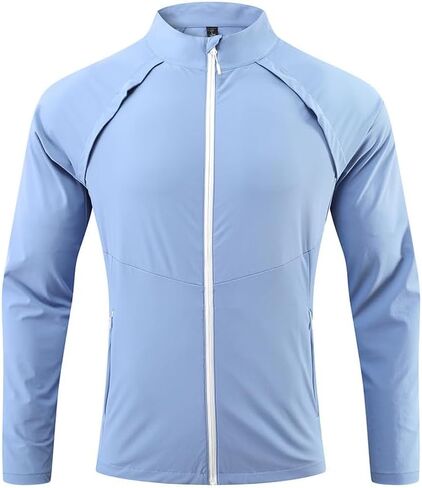 YOUTHUP Men's Lightweight Running Jacket Breathable Quick Dry Full Zip Athletic Track Jacket for Casual Workouts with Pockets in Saudi Arabia