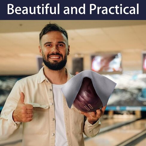 منشفة كرة البولينج مقاس 11.8 × 11.8 بوصة، مناشف جلدية من الألياف الدقيقة، وسادة تنظيف كرة البولينج، قطعة قماش تمسح ملحقات الشامي للتنظيف (رمادي) in Saudi Arabia