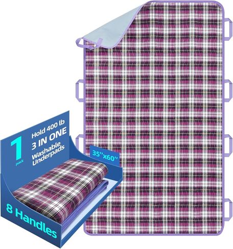 35" x 60" Waterproof Bed Pads with 8 Handles, Reusable Bed Underpads, Positioning Bed Pad for Incontinence, , Washable Pads for Adult, Elderly, Bedwet Kids, Bedridden in Saudi Arabia