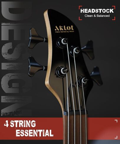 AKLOT Multi-Style Electric Bass Guitar: Precision & Jazz Dual Pickup, Roasted Maple Neck, 4-String Full Size Bass with Lesson Book, Gig Bag for Rock Pop Funk Slap, 2-Year Warranty (Helix PJ4-BK) in Kuwait