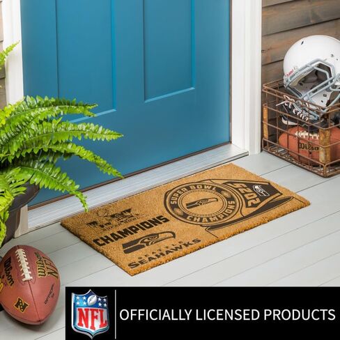 NFL Seattle Seahawks 2026 Super Bowl LX Championship Coir Doormat, 28 x 16 Inches Natural Coir Mat, Non Slip Back Front Door Sports Welcome Mat, Indoor Outdoor Entrance Entryway Rug in Saudi Arabia