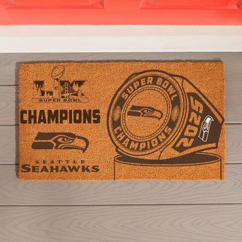 NFL Seattle Seahawks 2026 Super Bowl LX Championship Coir Doormat, 28 x 16 Inches Natural Coir Mat, Non Slip Back Front Door Sports Welcome Mat, Indoor Outdoor Entrance Entryway Rug in Saudi Arabia