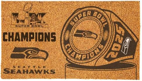 NFL Seattle Seahawks 2026 Super Bowl LX Championship Coir Doormat, 28 x 16 Inches Natural Coir Mat, Non Slip Back Front Door Sports Welcome Mat, Indoor Outdoor Entrance Entryway Rug in Saudi Arabia