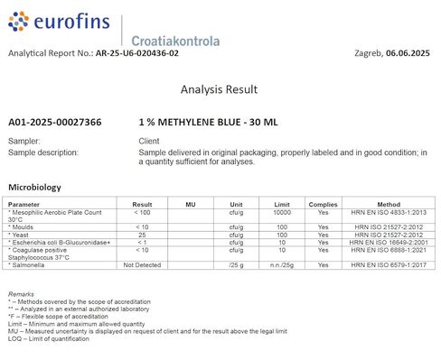 Methylene Blue 1% Solution 1 Fl Oz - 30 ml | Ultra High Purity | USP Pharma Grade Ingredients - Third-Party Tested | Formaldehyde Free | Glass Bottle | Heiltropfen® in Kuwait