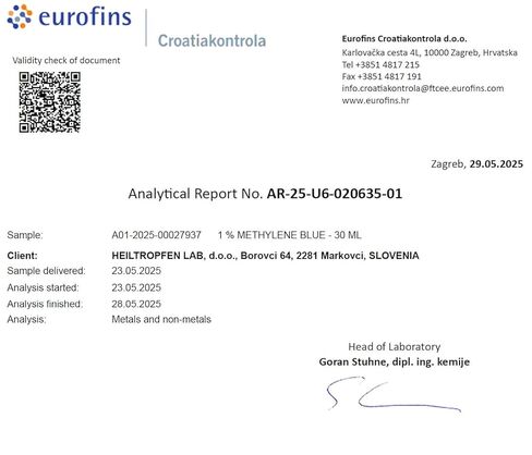 Methylene Blue 1% Solution 1 Fl Oz - 30 ml | Ultra High Purity | USP Pharma Grade Ingredients - Third-Party Tested | Formaldehyde Free | Glass Bottle | Heiltropfen® in Kuwait