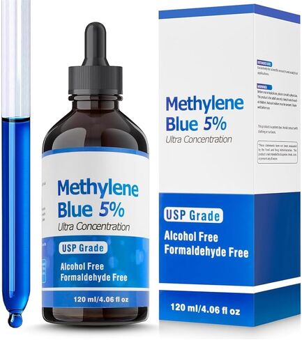 Methylene Blue Pharmaceutical Grade Drops 4.06 oz 120ml–USP Grade 5% Solution with Balanced Electrolyte Methylene Blue for Humans–No Alcohol-No Formaldehyde in Kuwait