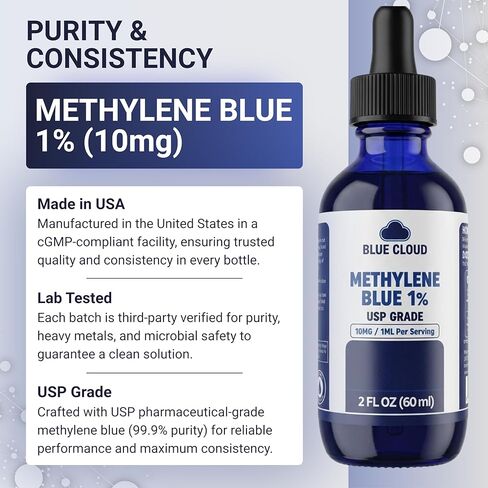 قطرات الميثيلين الأزرق 1% محلول USP - قطرات الميثيلين الأزرق الصيدلانية للبشر، 99.99% سائل نقي من درجة USP in Kuwait