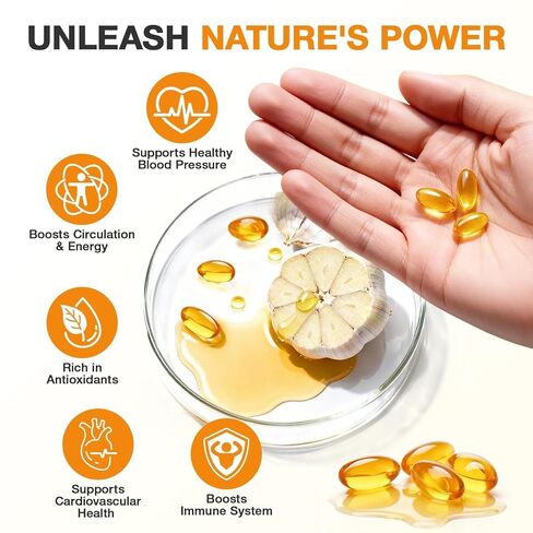 300 كبسولة من مستخلص الثوم المعتق - 10000 مجم عالية الفعالية، عديم الرائحة، مكمل الثوم لصحة القلب ودعم المناعة وفوائد مضادة للأكسدة، غير معدل وراثيًا، خالي من الغلوتين in Kuwait