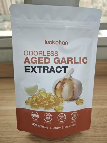 مستخلص الثوم المعتق - مكملات الثوم عديمة الرائحة لدعم القلب والمناعة - كبسولات مستخلص الثوم الطبيعي، غير معدلة وراثيًا، خالية من الغلوتين، 300 كبسولة هلامية in Kuwait