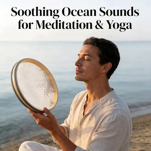طبلة المحيط ZenSounds | أداة شفاء الصوت الطبيعي مقاس 10 بوصات مع غلاف من الخشب الصلب وخرز مموج | التأمل، العلاج بالموسيقى، الاسترخاء للبالغين | تأثيرات صوتية لموجة الماء لليوجا، وتخفيف التوتر in Saudi Arabia