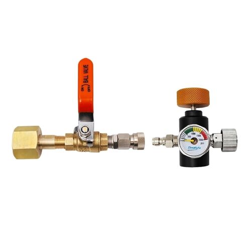 Soda Co2 Cylinder Tank Refill Adapter Recharge Filling Station W/Ball Valve,W21.8-14|DIN477| CGA320 Tr21-4(CGA320 no Gauge) in Saudi Arabia