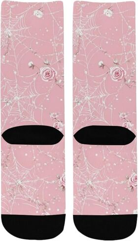 Artistic Rose Spider Web Pink Hiking Socks - Toddler Boys & Girls Warm Thick Thermal Winter Crew Socks for School, Daily Wear & Outdoor Activities in Saudi Arabia