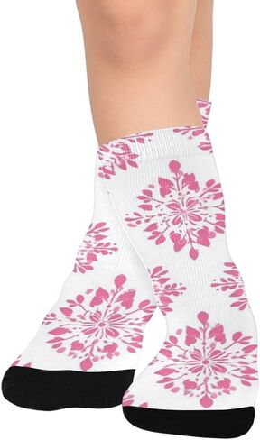 Charming Pink Snowflake Art Hiking Socks - Toddler Boys & Girls Warm Thick Thermal Winter Crew Socks for School, Daily Wear & Outdoor Activities in Saudi Arabia